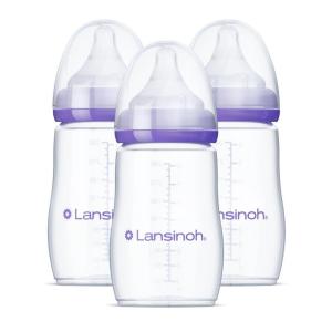 imageLansinoh AntiColic Baby Bottles for Breastfeeding Babies 8 Ounces 6 Count Includes 6 Medium Flow Nipples Size M8 Ounce Pack of 3