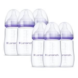 imageLansinoh AntiColic Baby Bottles for Breastfeeding Babies 8 Ounces 6 Count Includes 6 Medium Flow Nipples Size M8 Ounce Pack of 6