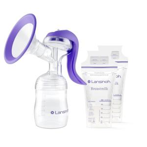 imageLansinoh Every Drop Counts Gift Set Includes Manual Breast Pump and 200ct Breastmilk Storage Bags Breastfeeding Essentials Fast Freeze ampamp Thaw Breast Milk Bags Superior Strength 6ozManual Breast Pump  Storage Bags 200ct