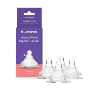imageLansinoh NaturalWave Baby Bottle Nipples Fast Flow Size F 6 Months 4 Count  100 Soft Durable Silicone Made Without BPA BPS AntiColic Supports The Babys Developing Mouth and Teeth1 Count Pack of 4