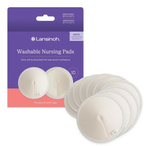 imageLansinoh Washable Nursing Pads Made with Organic Bamboo Viscose Reusable Breast Pads for Breastfeeding with Wash Bag Breastfeeding Essentials 10 Count10 Count Pack of 1