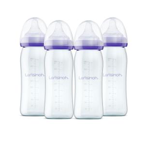imageLansinoh AntiColic Glass Baby Bottles 5 Ounces 4 Count Bottles for Feeding Baby Essentials Includes 4 Slow Flow Nipples Size S8 Ounce 4 Pack