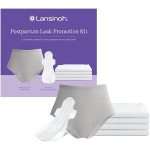 imageLansinoh Peace of Mind Leak Protection ampamp Postpartum Kit 28Piece Labor and Delivery Essentials with Disposable Underwear ML Maternity Pads and Waterproof Bed Mats Postpartum Essentials